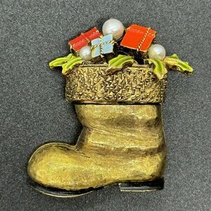 Vintage ART Arthur Pepper Signed ART Christmas Boot Presents Enamel Pearls
